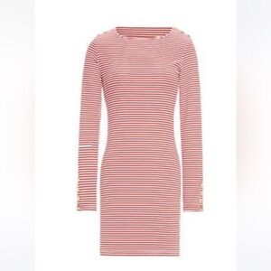 Melissa Odabash Red & White Striped Long-Sleeve Sheath Dress